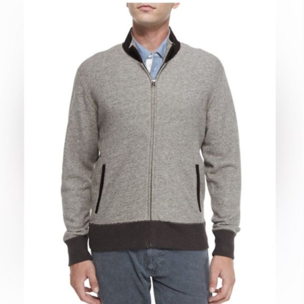 BILLY REID Zip Front Track Jacket Tan Brown Suede {UU48}